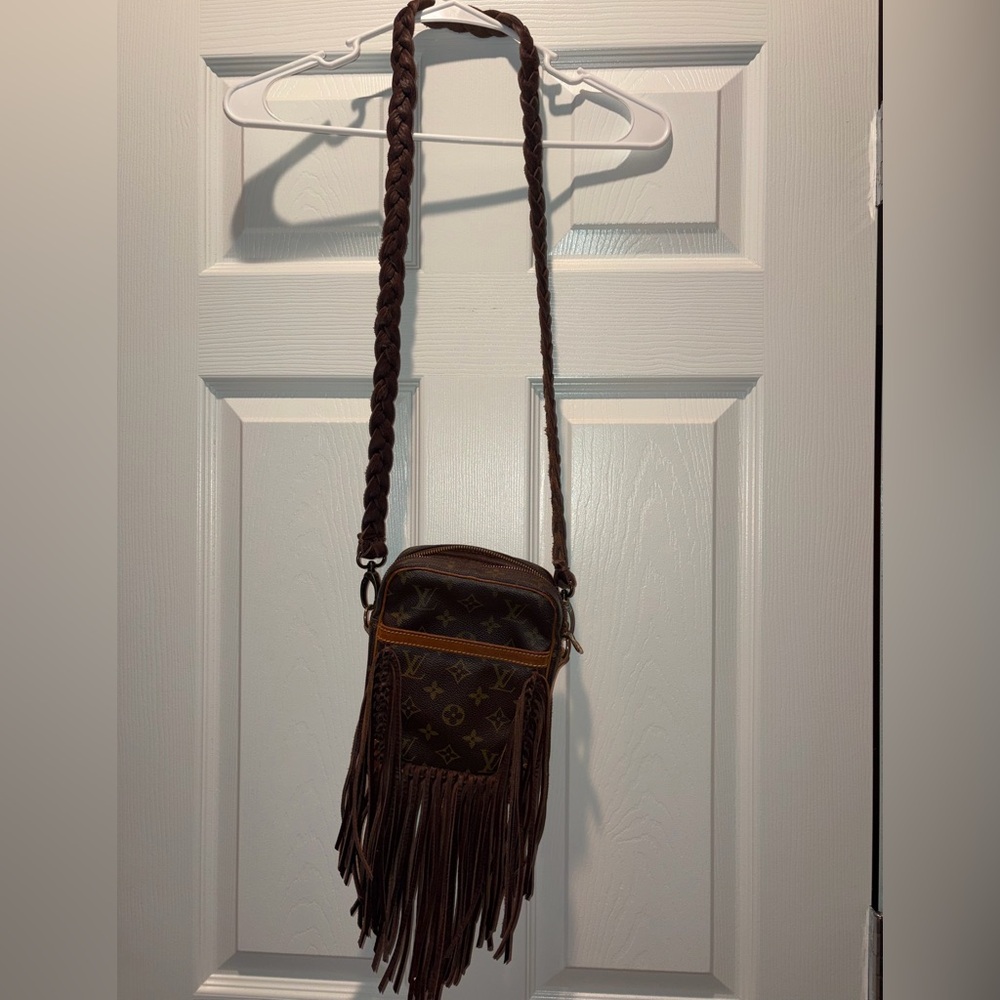 Authentic Vintage Louis Vuitton Crossbody with added Boho Fringes - Picture 2 of 10